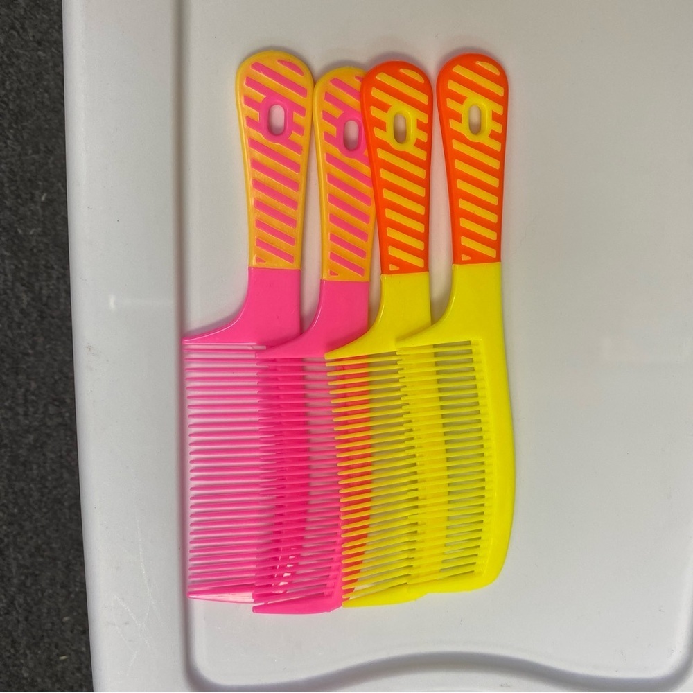 Colorful Pink and Yellow Hair Combs Set